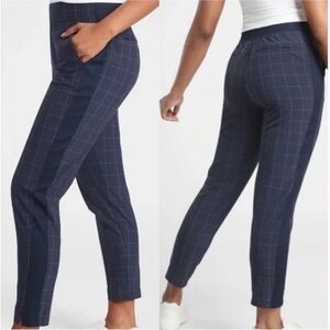 Athleta Brooklyn Textured
Ankle Navy Windowpane Plaid High Rise pants Sz 8 NWOT